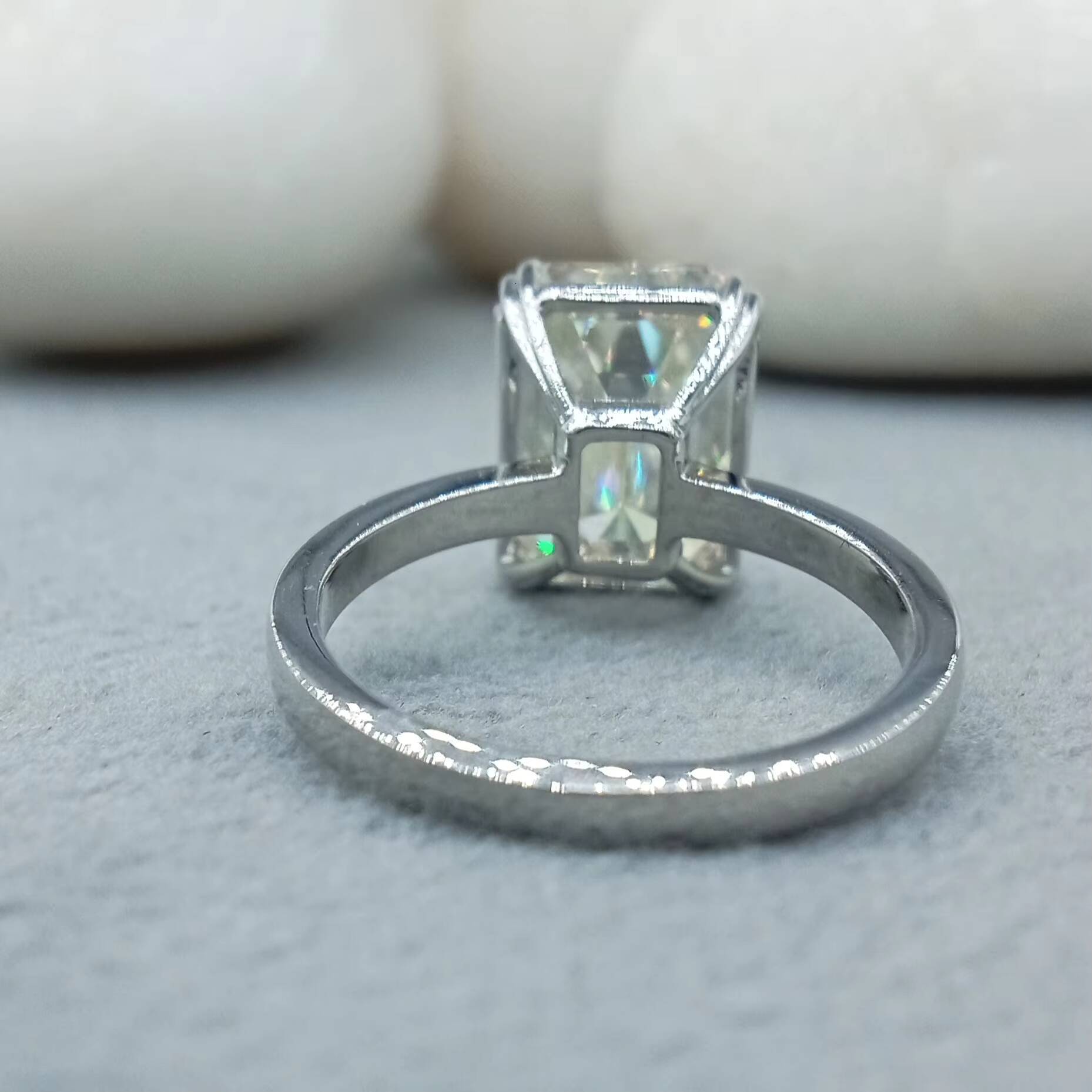 DVINS JEWELS Classic Single Halo Ring 2ct Pave Diamond S925 GIA Certified Engagement Wedding Eternity Lab Grown Emerald Cut