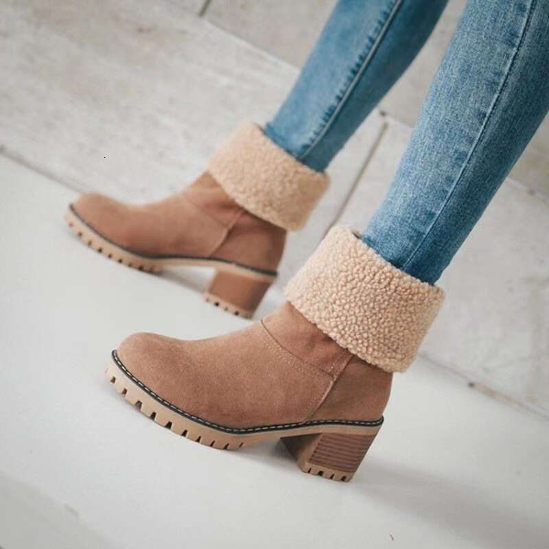 new boot designer women snow boots designer heels new autumn winter mid calf thick heel womens shoes fleece orange red gray light brown black cotton s