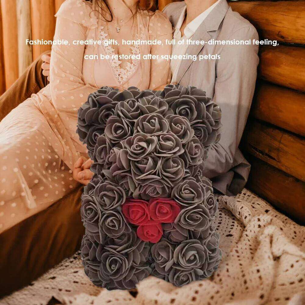 24CM Teddy Artificial Flower Rose of Bear Christmas Decoration for Home Valentines Women Gifts Support Dropshipping Y260131