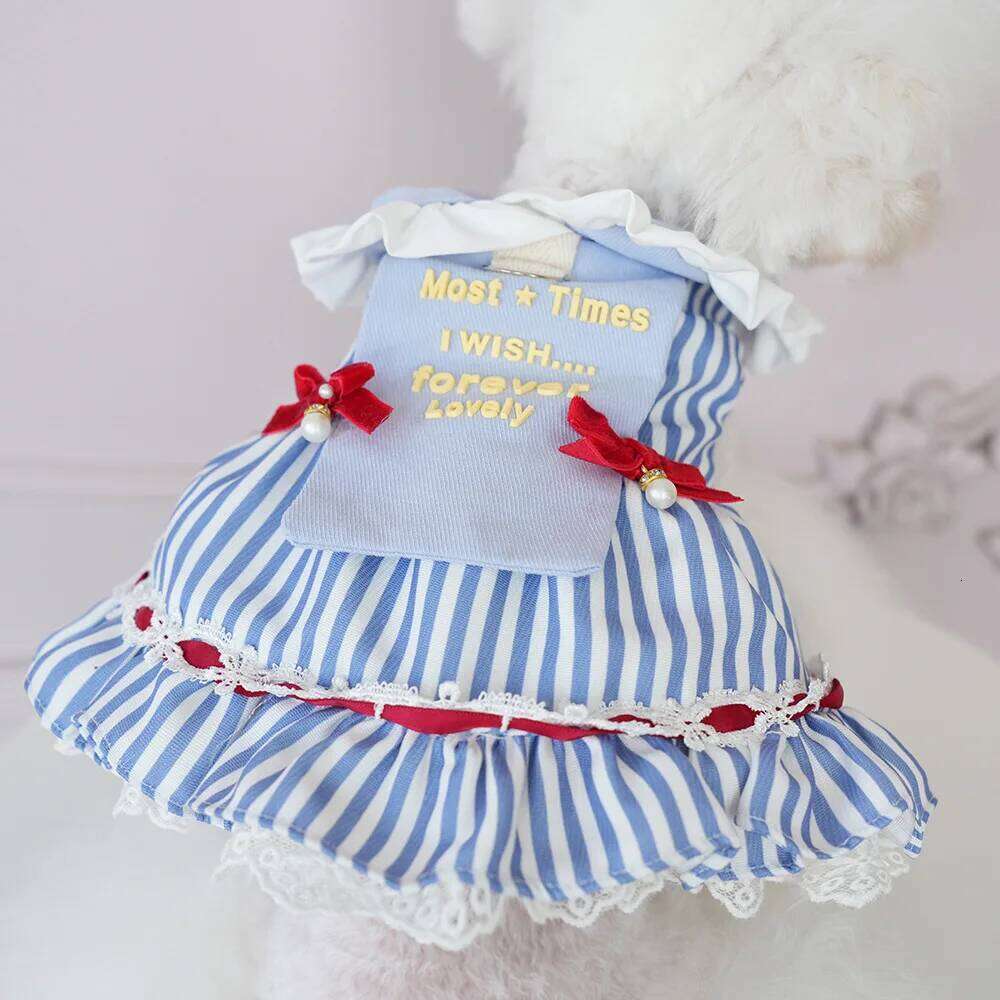 Pet Autumn and Winter Striped Princess Skirt Medium-sized Coat Warm Cat Dog Dresses for Small Dogs Puppy Clothes H260130