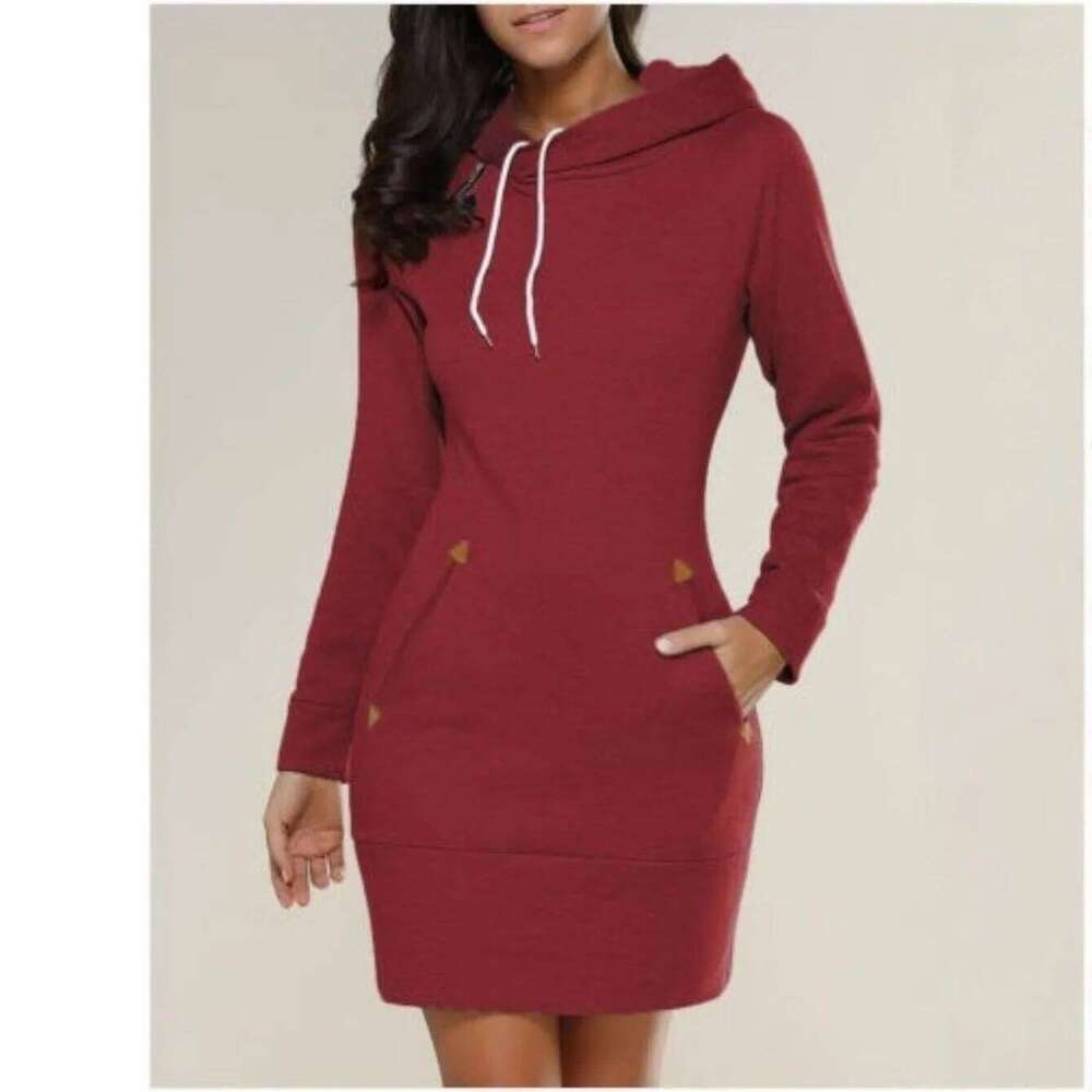 Hooded Zip Pullover New Mid Length Sweatshirt Casual Fashion Elegant Dress XJ260131