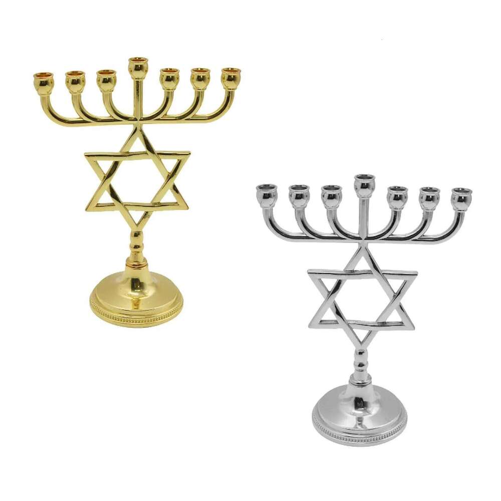 Hanukkah Menorah Metal Candlestick Table Candelabrum Candelabra 7 Branches Candle Holder for Bedroom Cabinet Decor Y260131