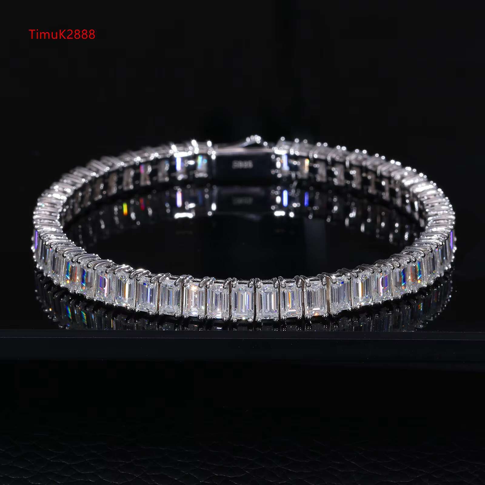 Pass Diamond Tester 5mm3mm 26ct Baguette Moissanite Tennis Bracelet 925 Sterling Silver Fine Jewelry Eternity Bracelet Women