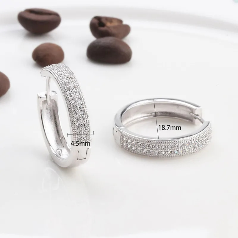 Buyee 925 Sterling Silver Female Hoop Earring White Zircon Earring for Women Fashion Classica Wedding Fine Jewelry Earring 260126