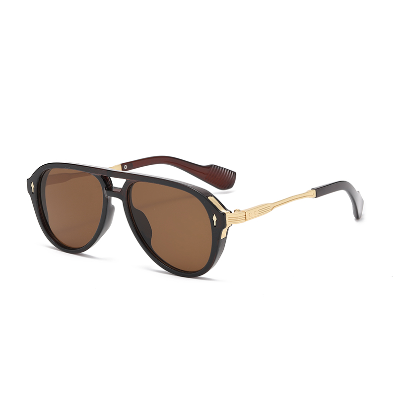 New Arrival Retro Style Double Bridge Square Frame Pilot Sunglasses for Men European American Style In Stock
