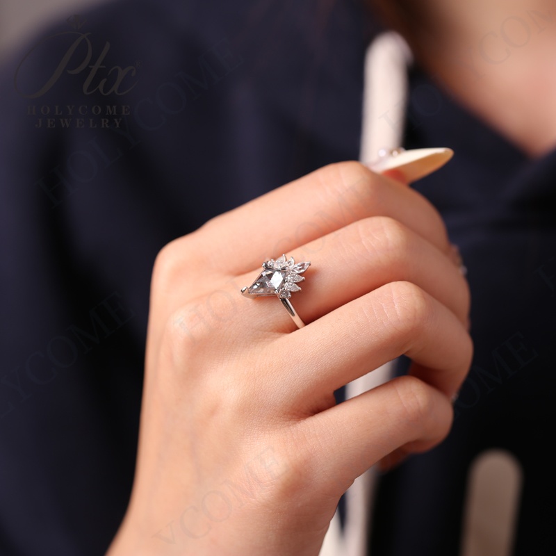 925 Sterling Silver Vintage Classic Gorgeous Gray Moissanite Ring for Women Engagement Wedding Luxury High Quality Fine Jewelry