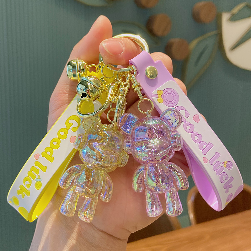 Rhinestone Luxury Keychain Cute Bear Electroplated Bear birthday gift Pendant Fashion Car Key Ring Bag Charm Exquisite Fashion Accessory Ideal Gift fo