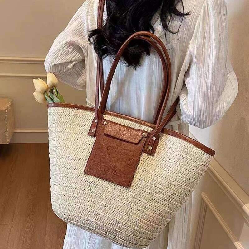 Fashionable New Large Capacity Shoulder Bag, Handwoven Vacation Style Casual Women's Versatile Handbag XJ260131