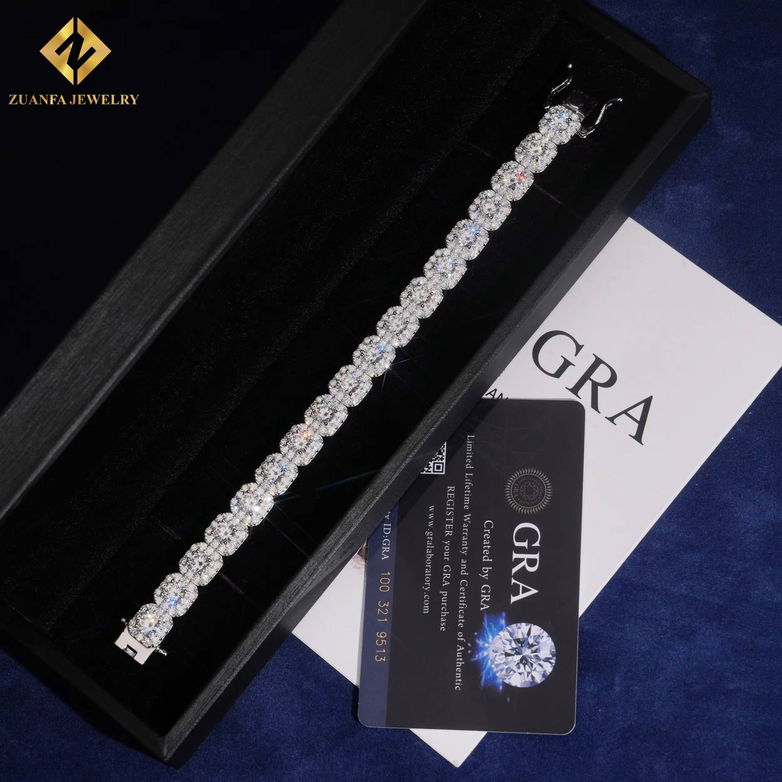 High Quality Hip Hop Moissanite Jewelry 10MM 925 Sterling Silver Iced Out VVS Moissanite Diamond Cuban Link Chain Bracelet Men