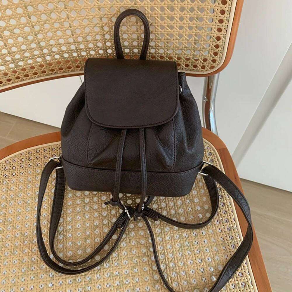 Students Women Travel School Dual Shoulder Bag 2025 New Versatile PU Leather Cute Fashion Backpack for College