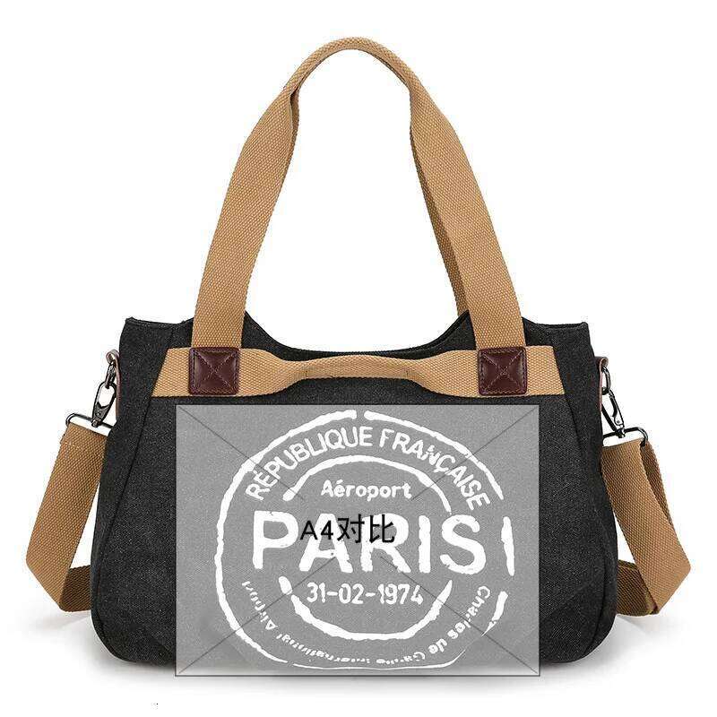 Women's casual Parisian print large capacity shoulder tote bag