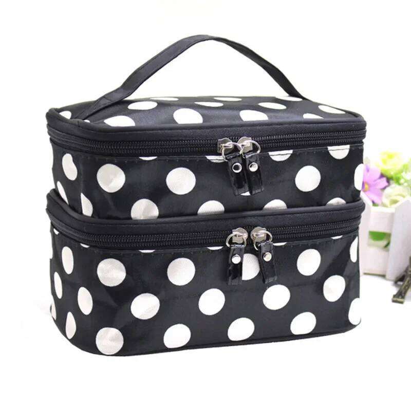 Large Capacity Makeup Double Zip Women Cosmetic Bag Bathing Pouch Travel Toiletries Organizer Waterproof Storage Make Up Cas