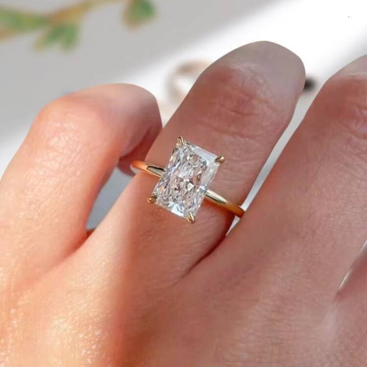 Starsgem 10k Gold 1ct Radiant Cut Lab-grown Diamond Solitaire Ring Radiant Cut Lab-grown Diamond Engagement Ring