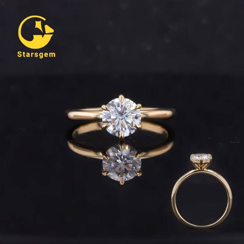 Starsgem D E F Color VVS-VS IGI Certified 18k Yellow Gold Lab Grown Diamond Cvd Diamond Ring