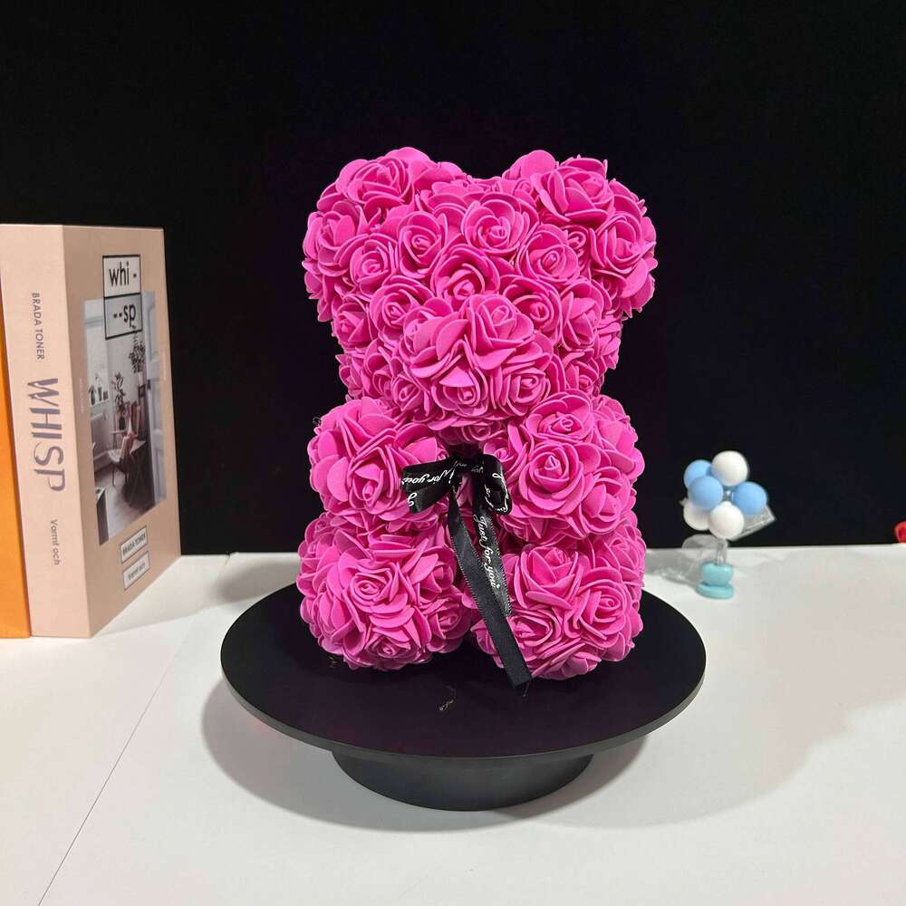 Artificial Foam Rose Flower Teddy Bear Valentines Gifts Mother' Day Gift Spring Wedding Party Decoration Y260131