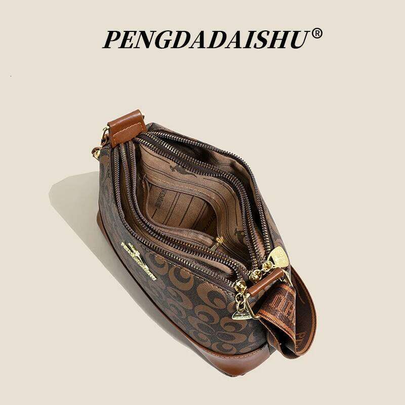 New women's handbag, trendy fashion, retro letter print, top-handle and shoulder versatile casual crossbody bag, mom bag