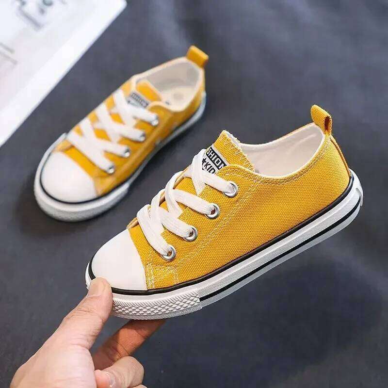 New Canvas Toddler Board Kids Lace-up Anti Slip Sneakers Fashion Walking Boys Girls School Shoes Y260128