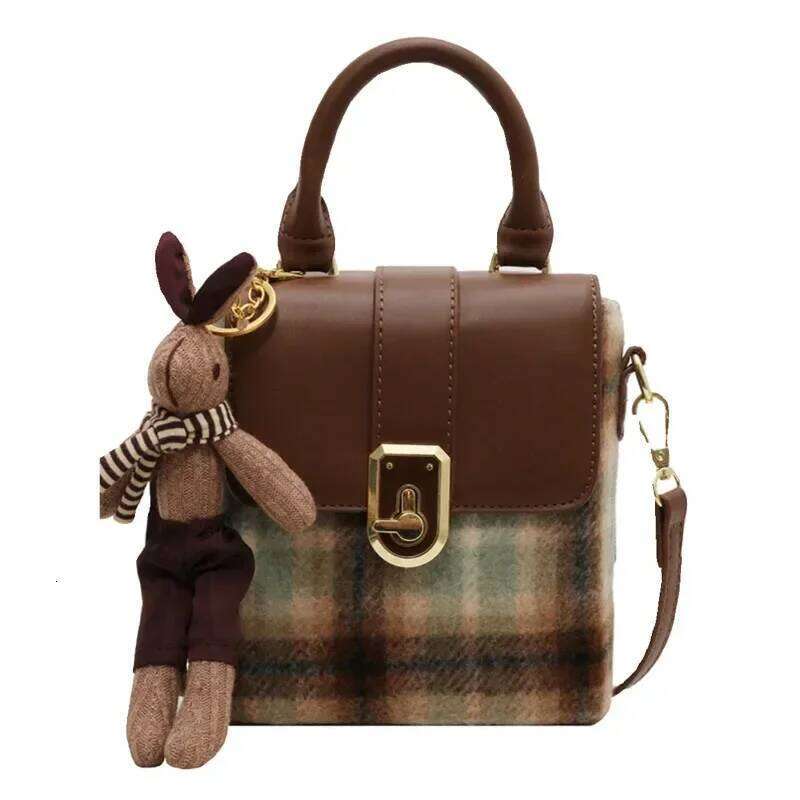 Vintage Plaid Fashion Patchwork Portable Small Square Bag 2023 New Autumn Winter Commut Crossbody Bags Pop Texture Shoulder Pack XJ260131