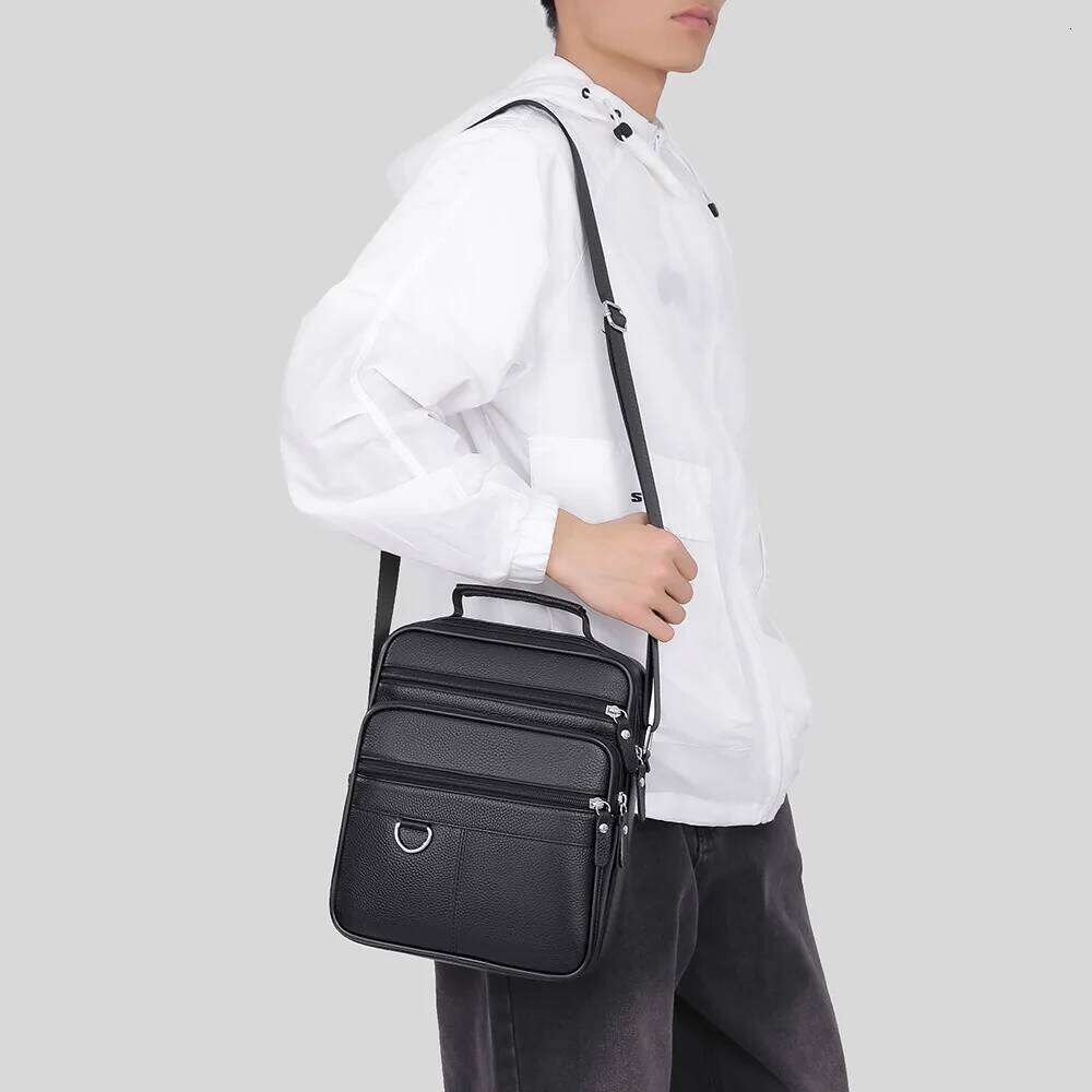 2025 Genuine leather cowhide business Men's single-shoulder crossbody for men casual daily large capacity message bag XJ260131