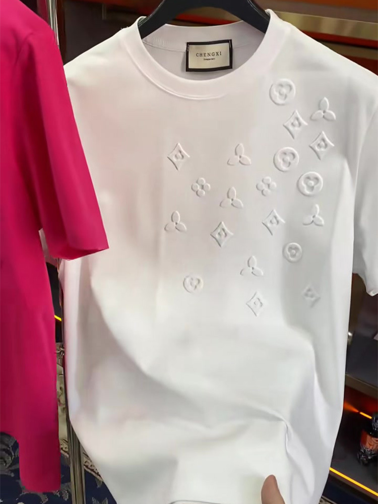 2026 comfortable and versatile American steel print short sleeve crew neck loose heavy body T-shirt for men and women