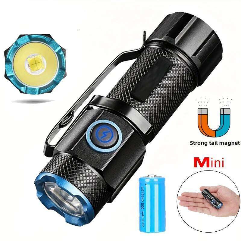 Ultra Bright Mini P50 LED Flashlight Outdoor Hat Clip Torch USB C Rechargeable with Tail Magnet Camping Hunting Emergency Lamp H260131
