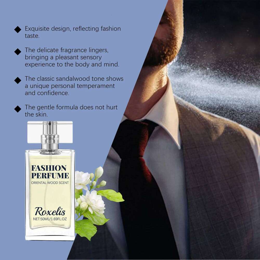 Roxelis 50ml Sandalwood Men Pheromone Freshing Fragrance Oriental Wood Flirting Dating Long Lasting Scent Perfume Spray H260130