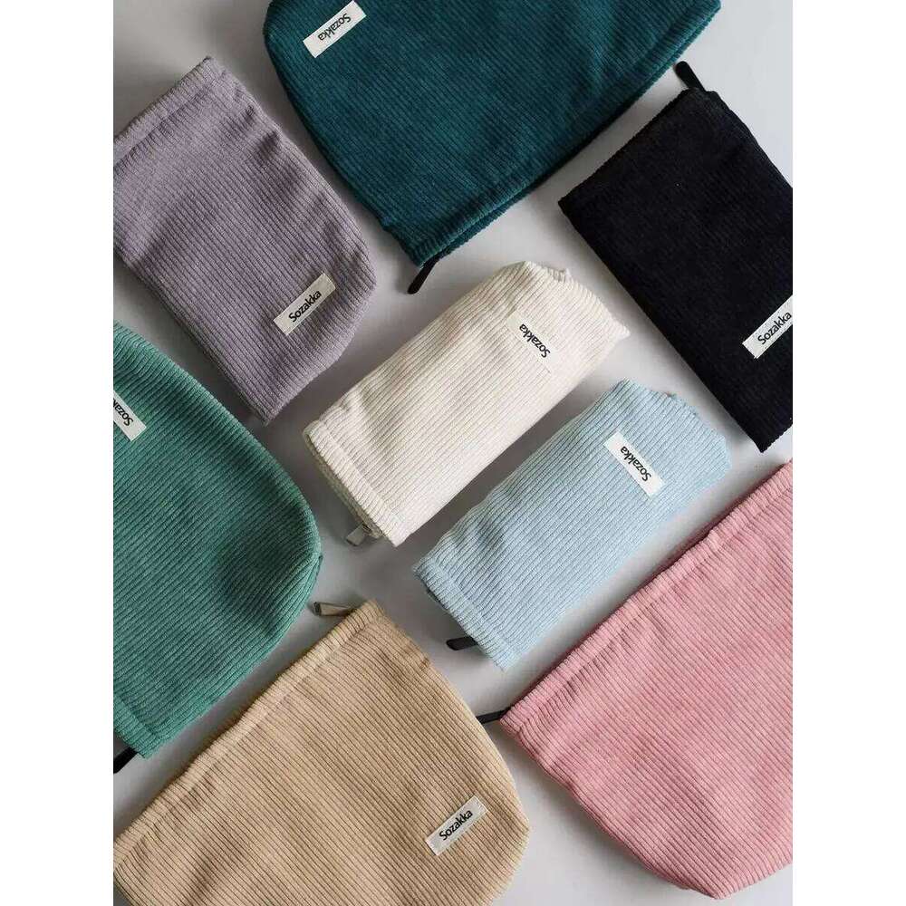 Corduroy Women's Female Large Capacity Cosmetic Bag Fashion Clutches Purse For Women