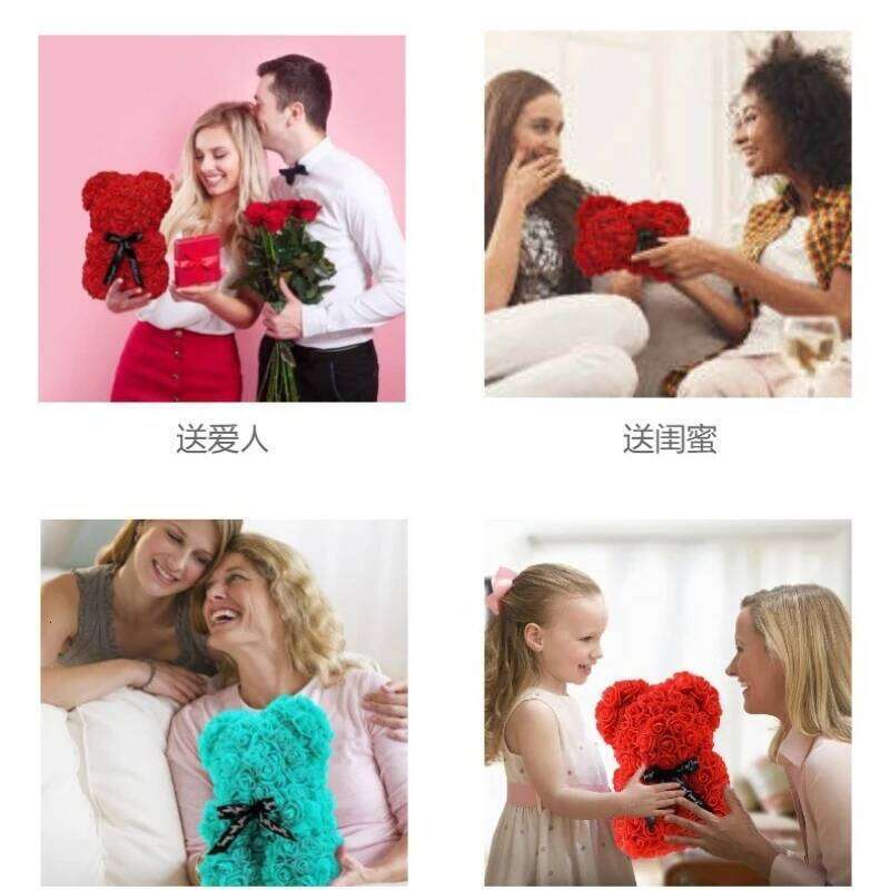 Romantic Rose Bear Eternal Flower Valentine's Day Gift, Christmas Wedding Floral Home Decor for Party Festival Decoration Y260131