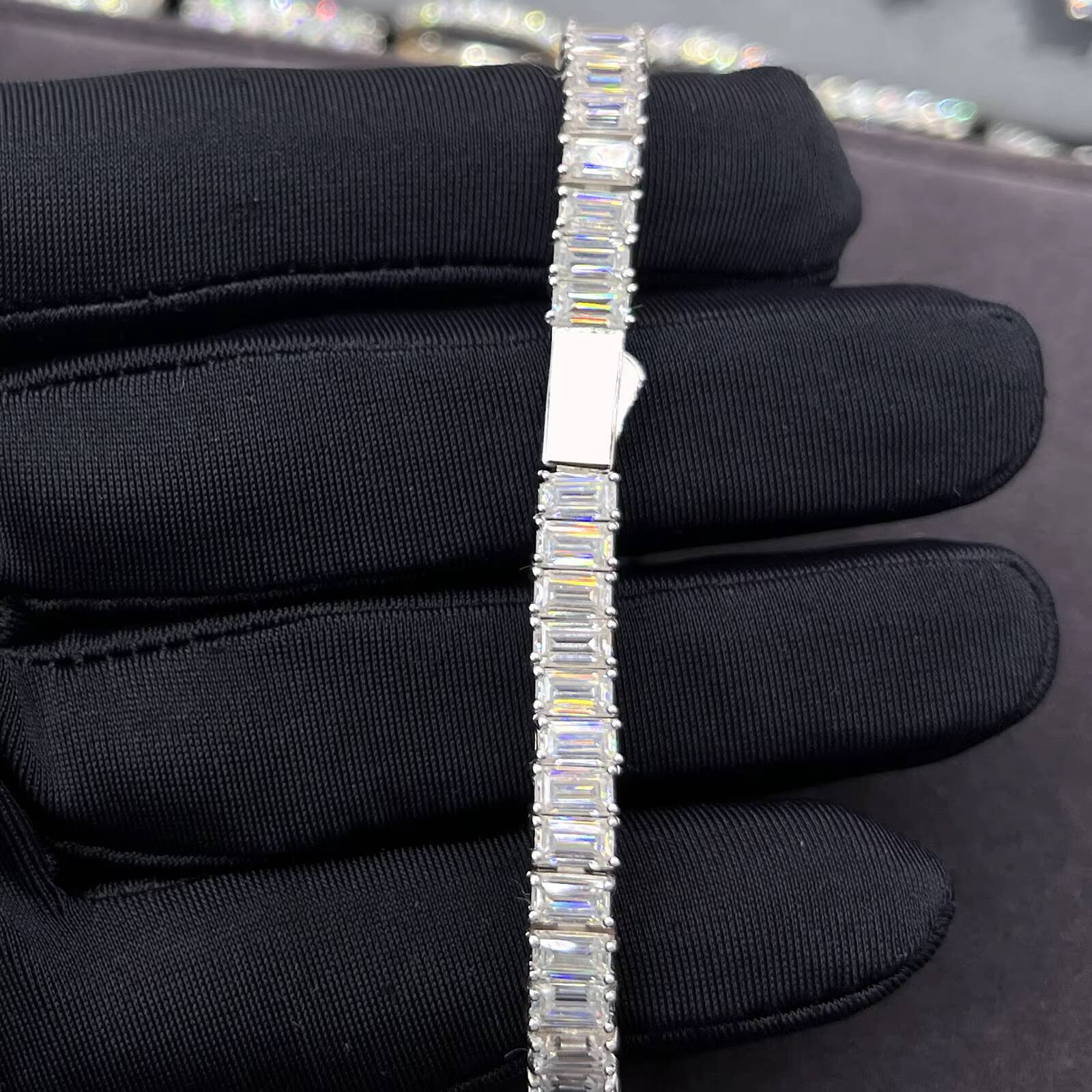 New Arrivals Pass Diamond Test 5mm3mm 26ct Baguette Moissanite Emerald Cut Tennis Bracelet 925 Sterling SilverJewelry Bracelet