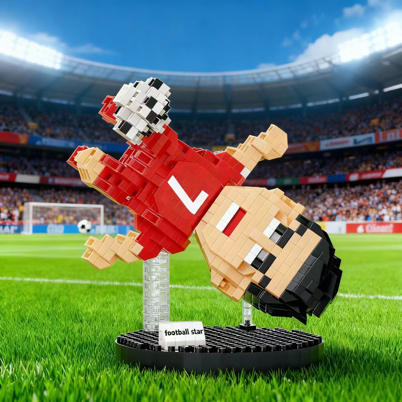 Cross-border new micro-particle building football player educational assembly toy creative display item model gift