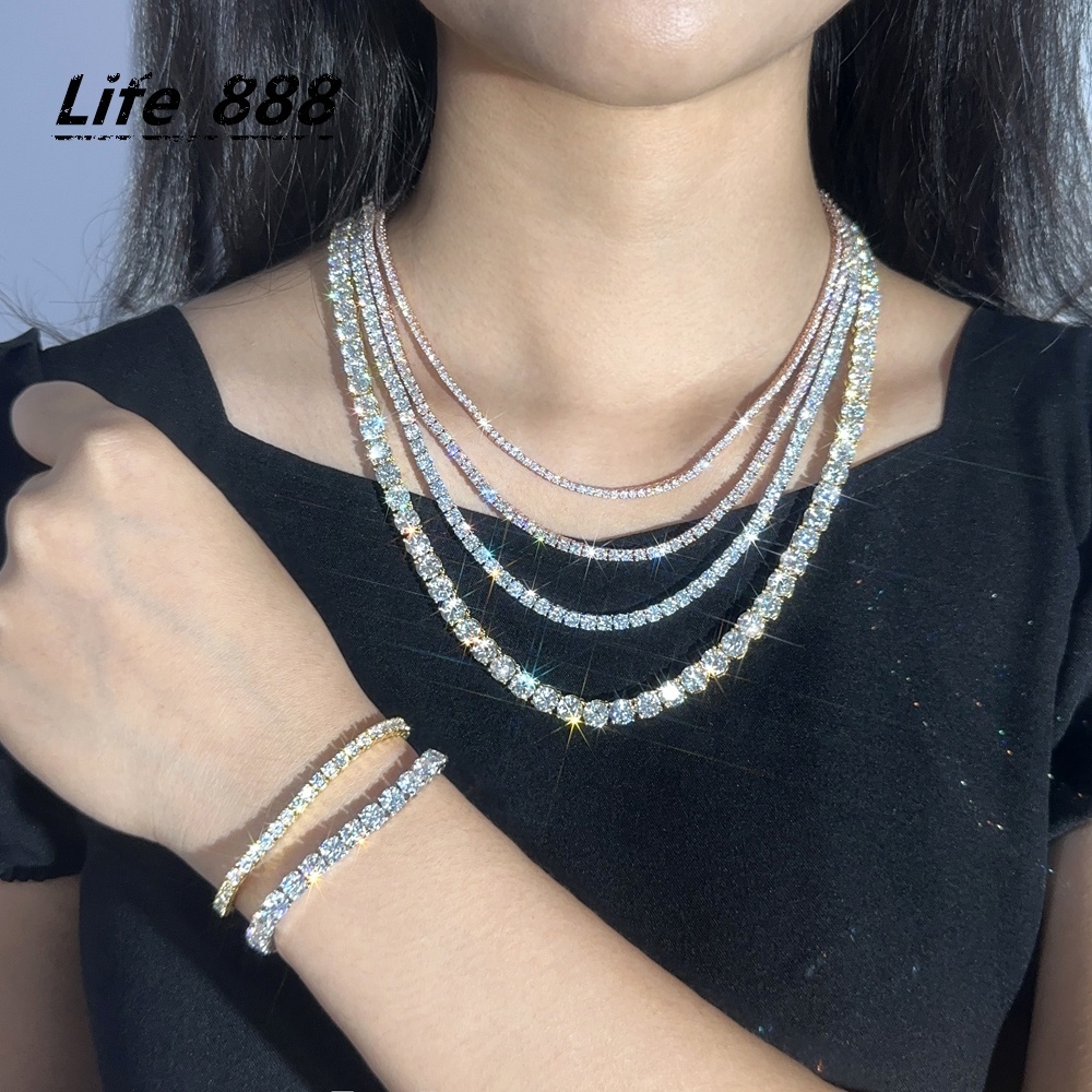 Pass Diamond Tester Womens Moissanite Necklace 2mm 3mm 4mm 5mm 65mm Mens Necklace Moissanite Fine Chains Link Bracelets