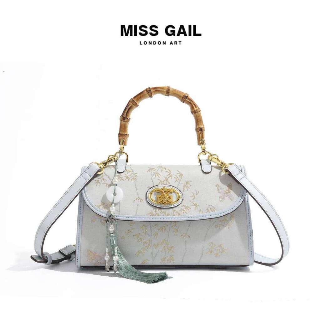 Women's handbag brand light luxury new Chinese style retro hand embroidered bag bamboo joint single shoulder crossbody