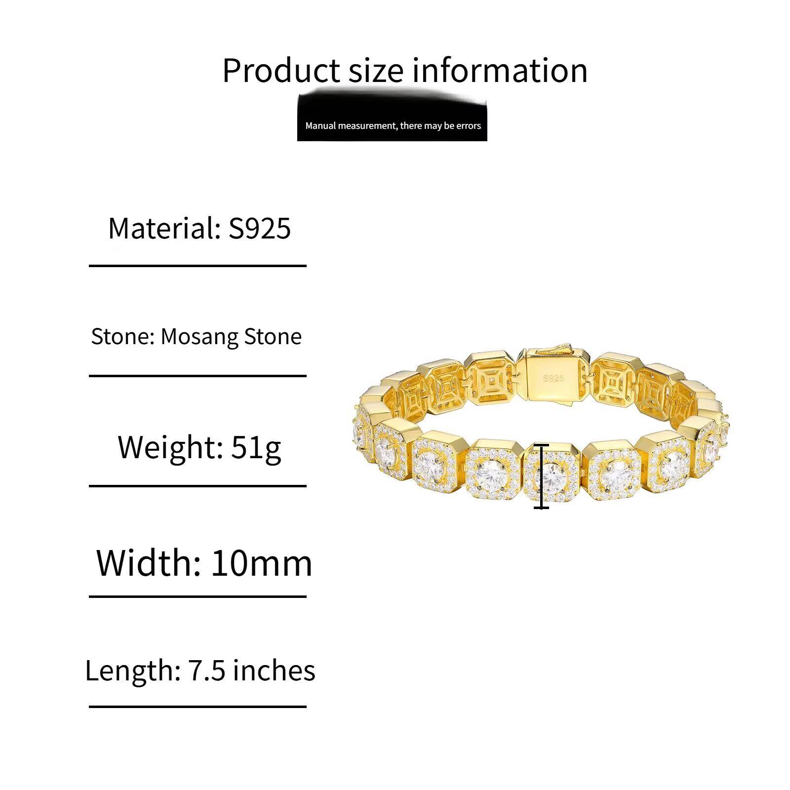Luxury Diamond Crossing Yellow Gold Vvs Moissanite Tennis Bracelet Pass Diamond Tester 925 Sterling Silver Fashionable Bracelet