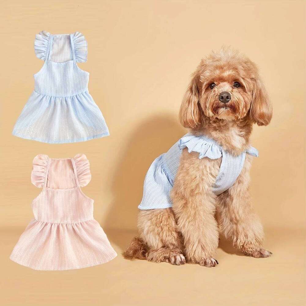 Dog Ruffle Sleeve Breathable Kitten Princess Cat Dress for Small Medium Dogs Puppy H260129