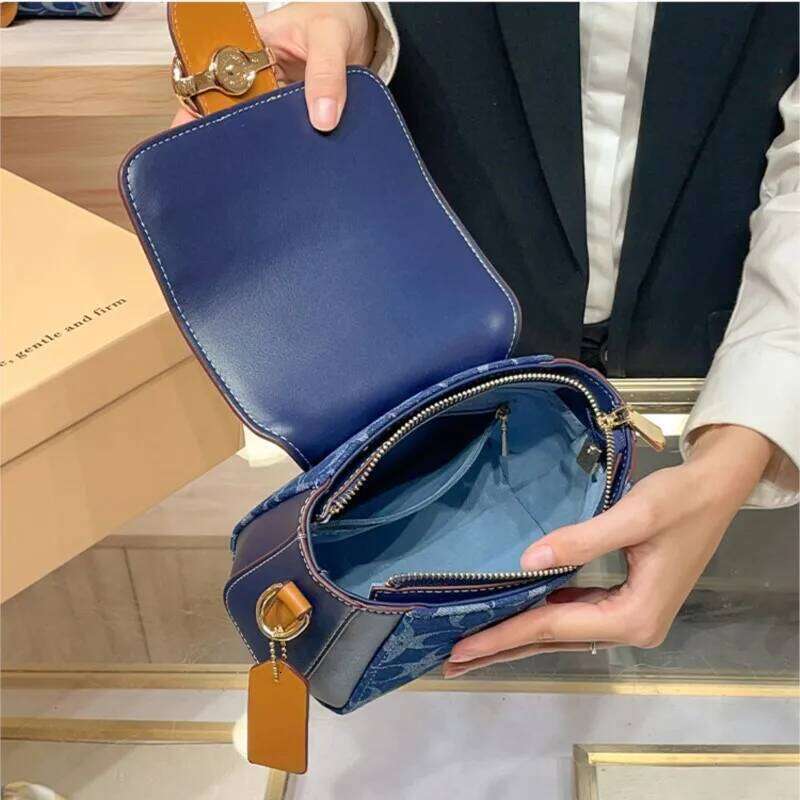 Ladies' handbag, light luxury retro denim canvas fashionable single-shoulder crossbody bag, 2025 new high-end color-matchi