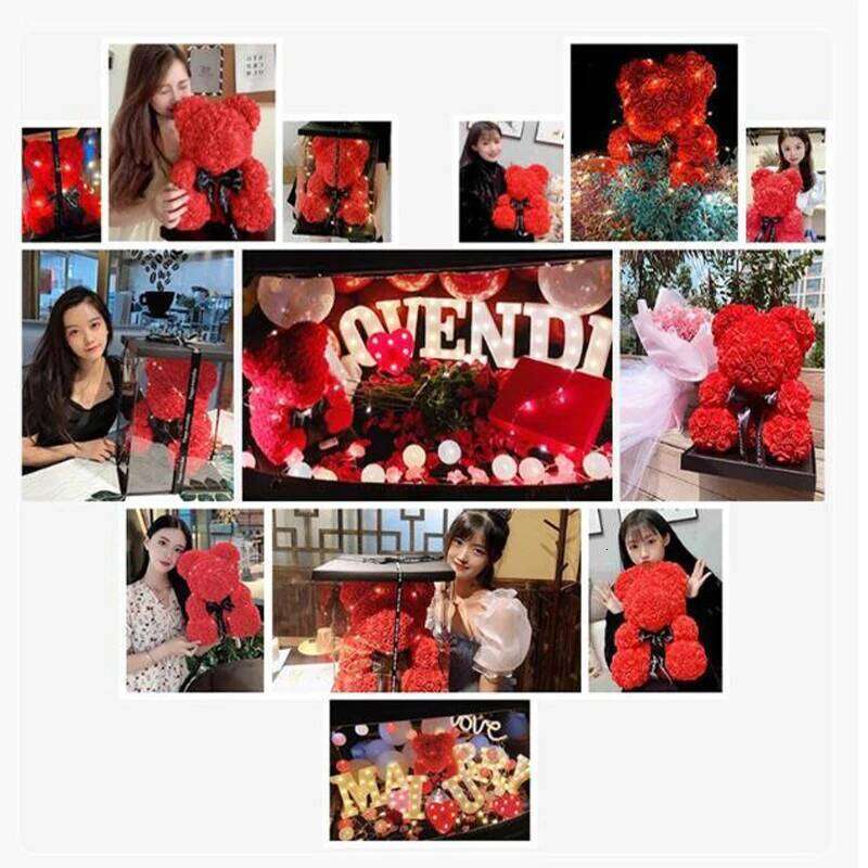 Artificial Flower Eternal Rose Teddy Bear Romantic Creative Gifts For Valentines Anniversary Wedding Birthday Mother's Day Y260131