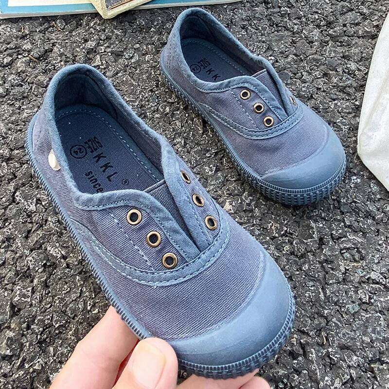 Children Spring Autumn Casual Canvas Boy Fashion Soft Soled Toddler Girl RoundToes Solid Colors Breathable Kid Shoes Y260128