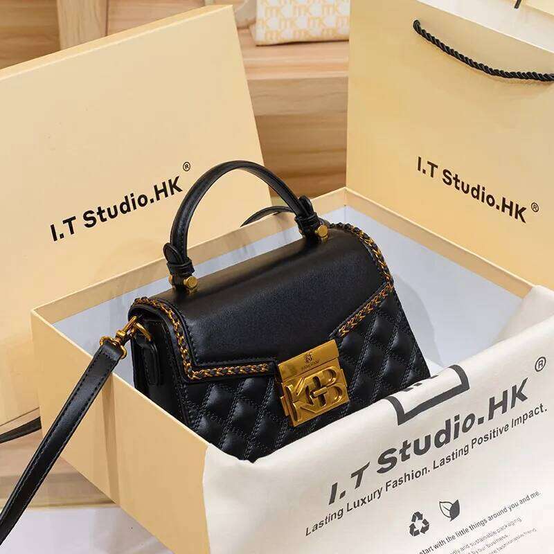 Women's genuine diamond grid handbag, women's 2023 new autumn/winter high-end designer crossbody shoulder bag