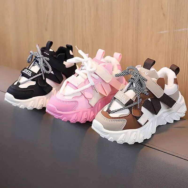 Autumn Winter Children;s Sneakers Boys Plus Cashmere Warm Sport Girls Non-slip Casual Student Shoes Toddler Shoe Y260128