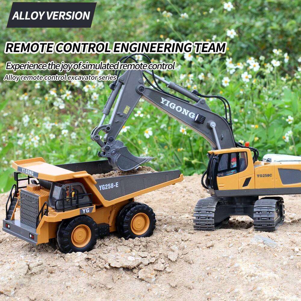 Children'S Alloy 9-Channel Track Excavator Bulldozer Engineering Remote Control Vehicle Toy Y260131