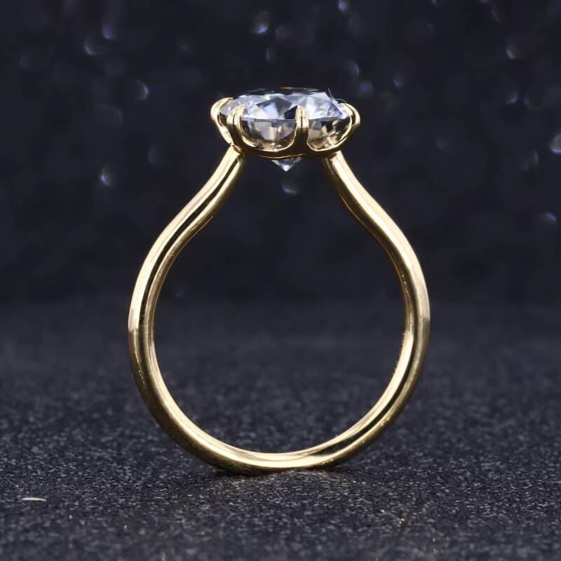 Starsgem 18K Yellow Joyeria De Oro 85mm 25ct Grey Moissanite Engagement Ring