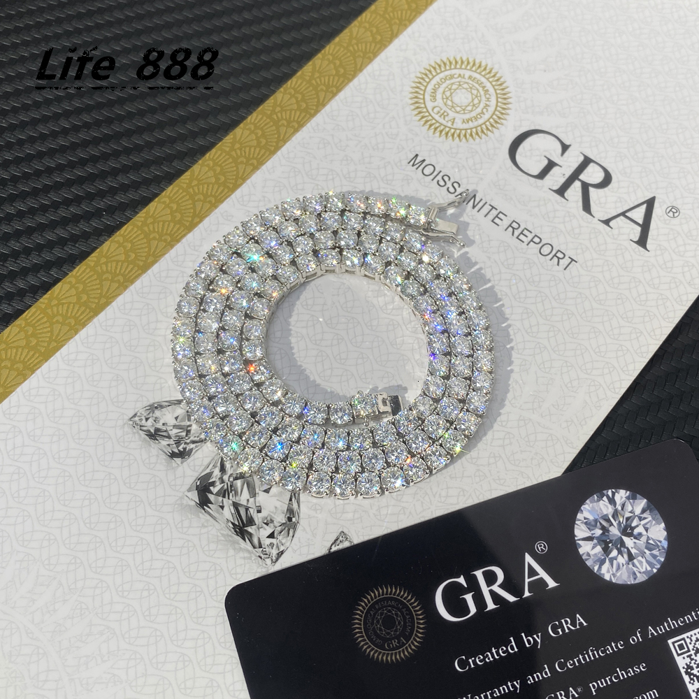 Cheap Price Pass Diamond Test 2MM 3MM 4MM 5MM 65MM S925 Silver Moissanite Chain Necklace Iced Out VVS Moissanite Tennis Chain