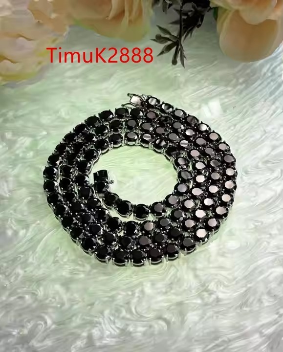 3-8mm VVS1 Black Moissanite Diamond 925 Sterling Silver Tennis Necklaces Bracelets Iced Chain Stylish Hip Hop Jewelry for Men