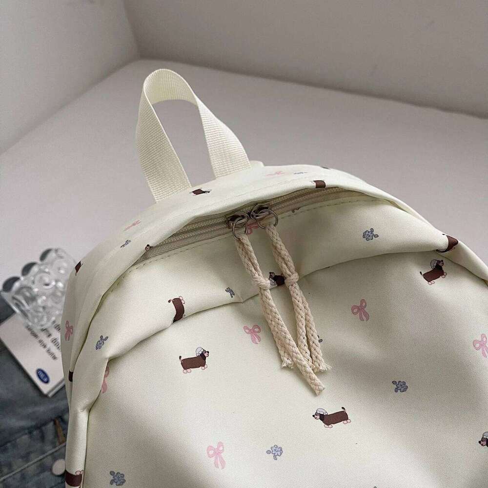 New cute Japanese puppy backpack girls; floral rucksack for middle and high school students