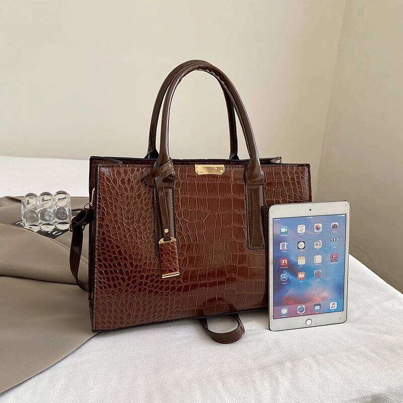 Ladies Handbag Crocodile Tote Large Capacity Crossbody Bag Work Travel Fashion Gift