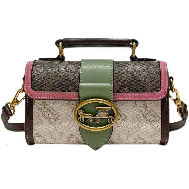 Women's handbag 2023 new high-end leather pillow crossbody small square bag, women's autumn and winter horse drawn cart