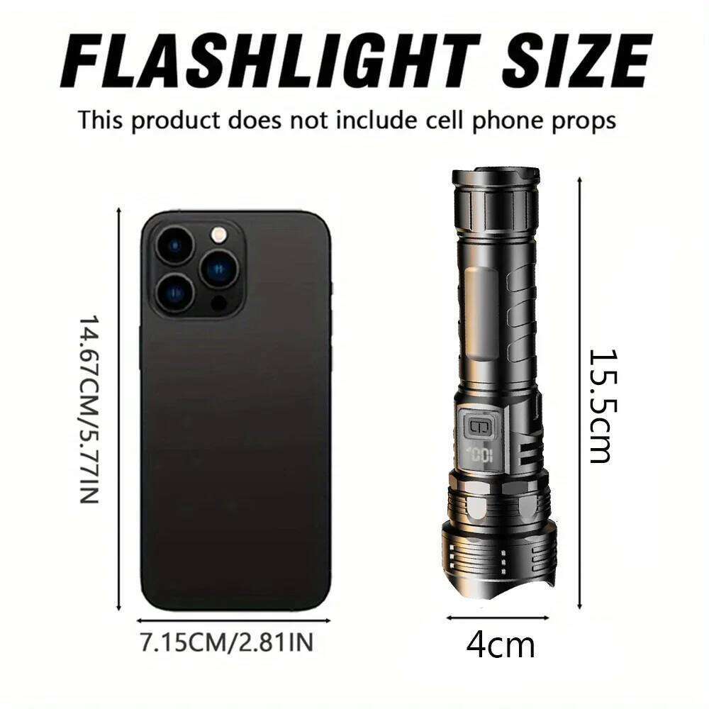 LED Flashlight Super Bright Rechargeable Portable Ultra Power Torch Lamp Retractable Digital Zoom Hand Light For Camping H260131
