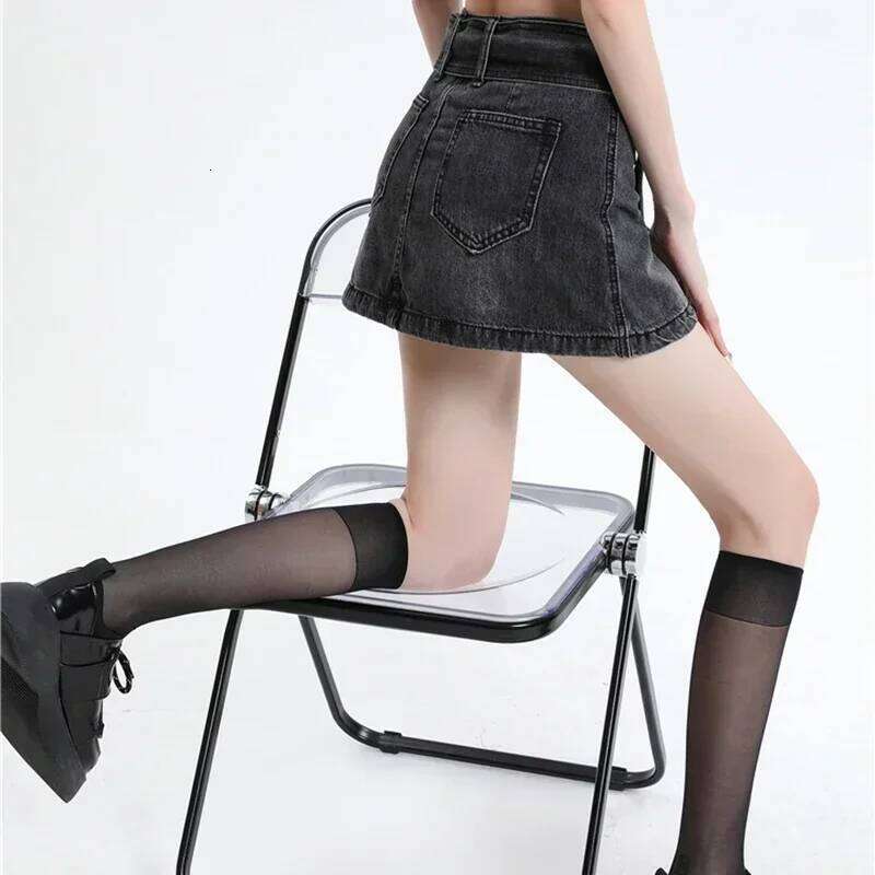 Women High Waist Grunge Harajuku Jeans Girls Y2k Clothes Denim Mini Dress Female Goth Blue Black Coquett A Line Skirts XJ260131