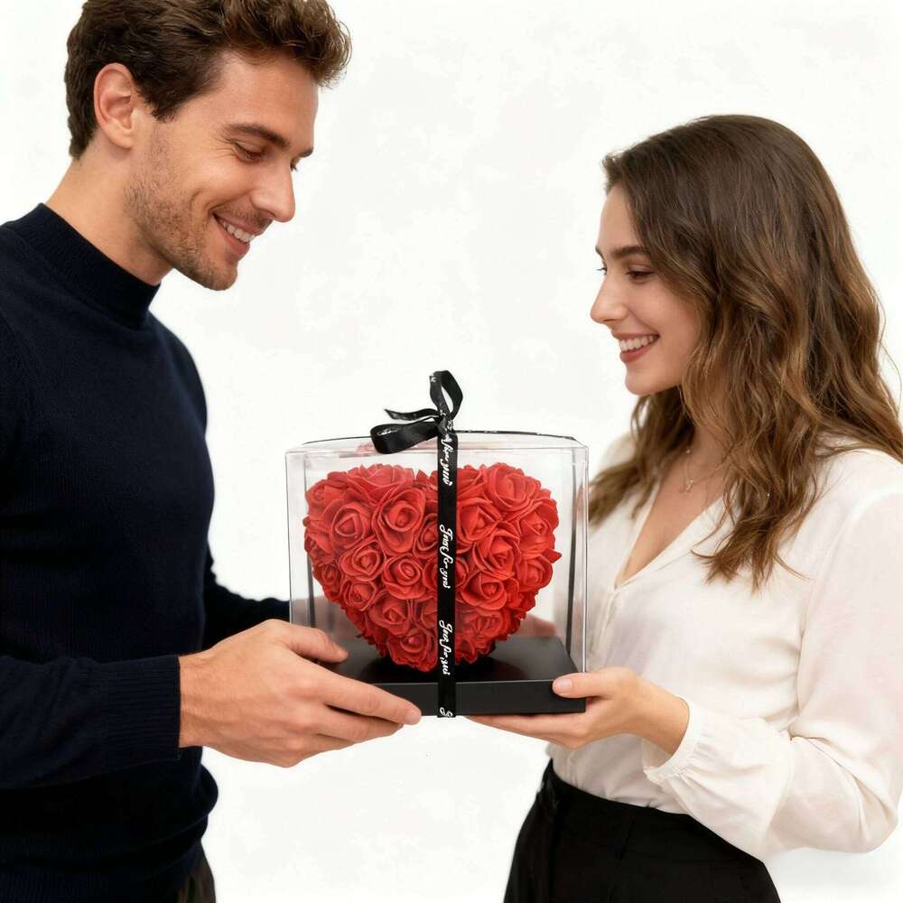 15cm Artificial Rose Gift Box Silk Flower Arrangement For Wedding Decor Valentines Mothers Day Present And Home Decoration Y260131