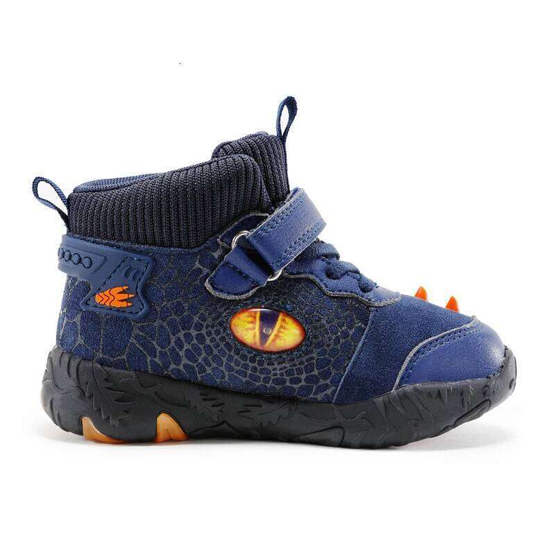Children's Dinosaur Flash Shoes Autumn Winter for Boys New Genuine Leather Little Kids LED Light Up Casual Glowing Sneakers Y260128